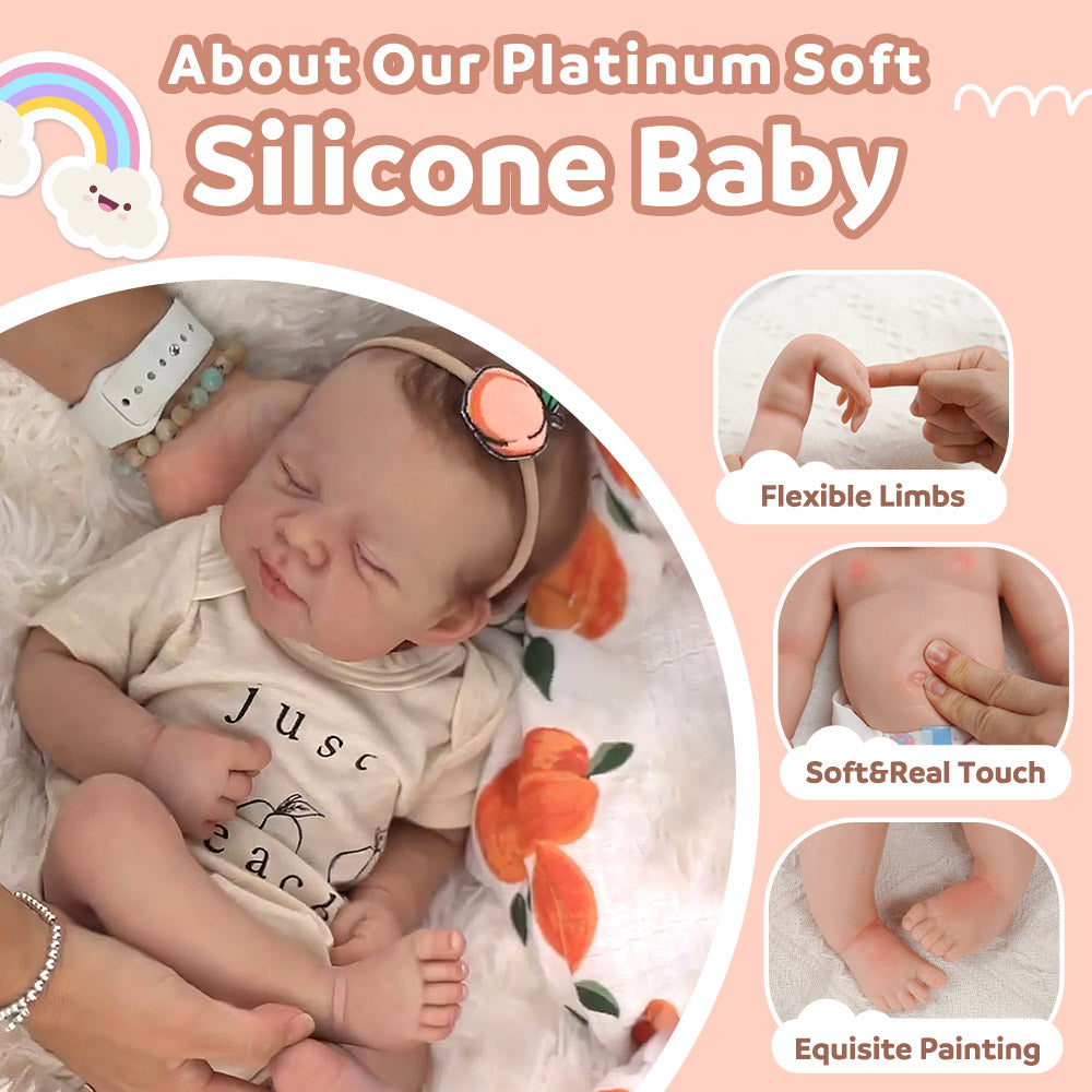 12" & 16" Flexible Full Body Silicone Reborn Newborn Sleeping Baby Doll Boy and Girl Just Like A Real Baby That can Experience Healing Bathing