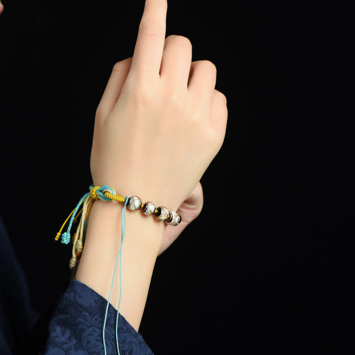 BWOOOH Handmade Multicolored Rope Liuli Glass Bead Fortune Braided Bracelet