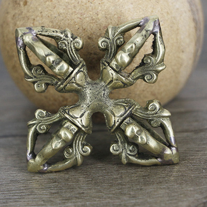 Buddha Stones Nepal Handmade 5 Prong Double Dorje Copper Strength Vajra