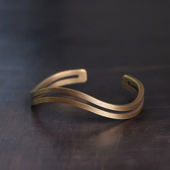BWOOOH Rustic Copper Luck Viking Cuff Bracelet