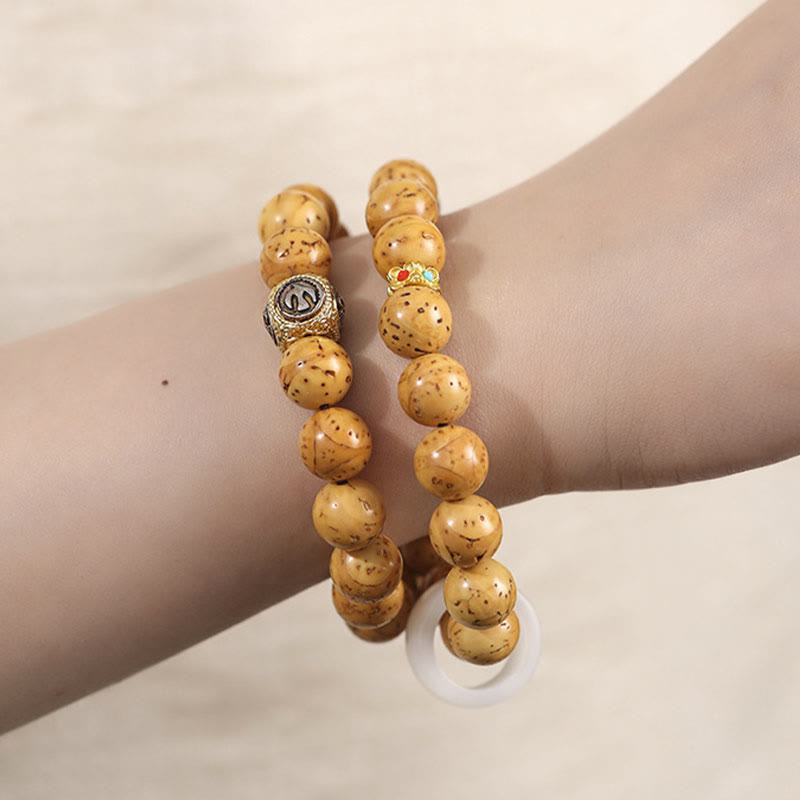 BWOOOH Tibetan Natural Purple Gold Rat Bodhi Seed Wealth Double Wrap Bracelet