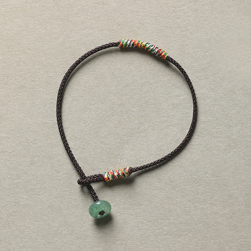 BWOOOH Tibetan Handmade Green Aventurine Luck Protection Braided Rope Bracelet
