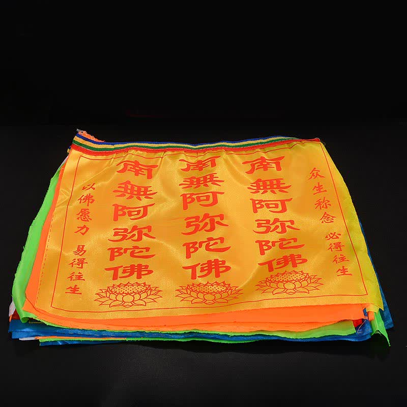 Buddha Stones Tibetan 7 Colors Windhorse Letter Auspicious Lotus Outdoor 21 Pcs Prayer Flag