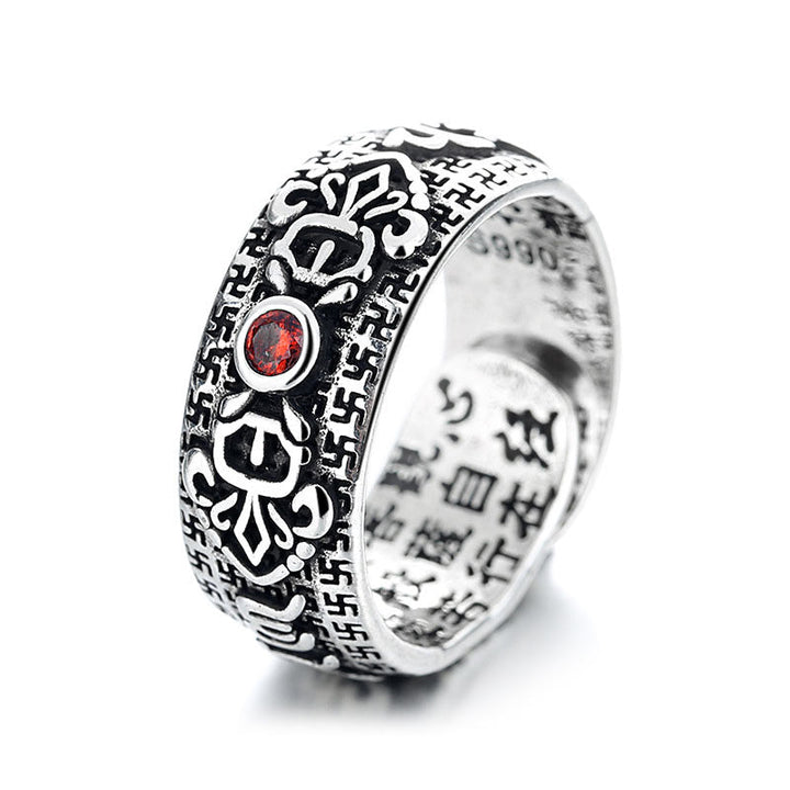 BWOOOH Tibetan Ruby Copper Wealth Ring