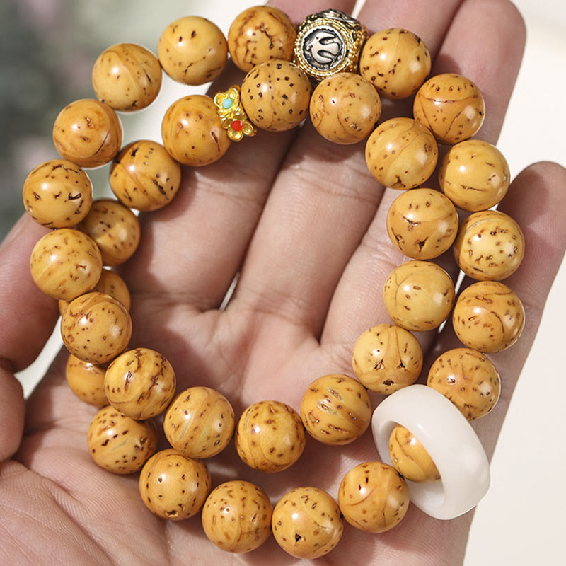 BWOOOH Tibetan Natural Purple Gold Rat Bodhi Seed Wealth Double Wrap Bracelet