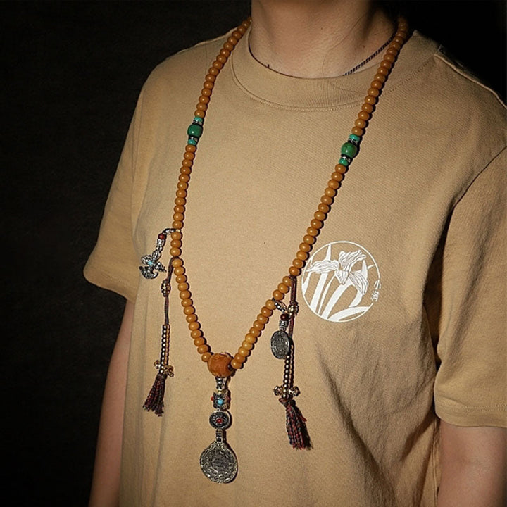 BWOOOH Tibet 108 Mala Beads Bodhi Seed Bagua Vajra Wealth Bracelet