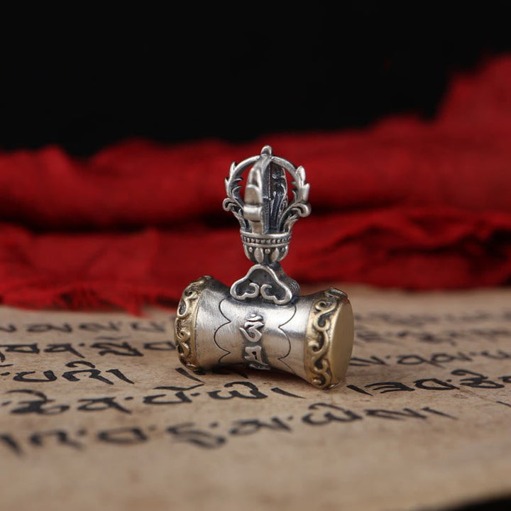 BWOOOH Tibet 925 Sterling Silver Om Mani Padme Hum Dorje Bell Vajra Engraved Enlightenm | Sterling Silver