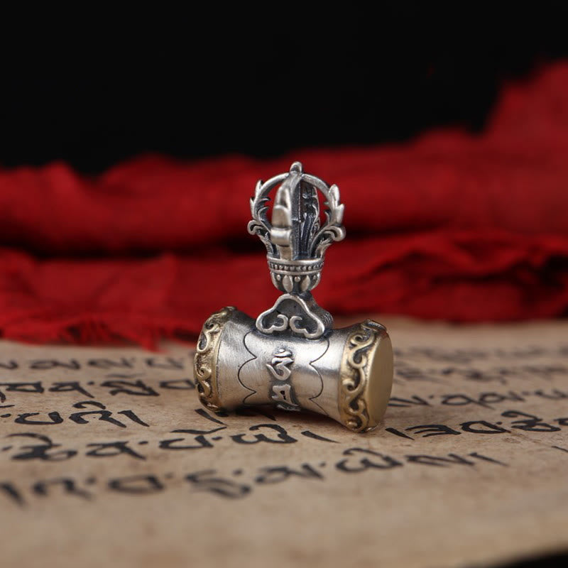 BWOOOH Tibet 925 Sterling Silver Om Mani Padme Hum Dorje Bell Vajra Engraved Enlightenm | Sterling Silver