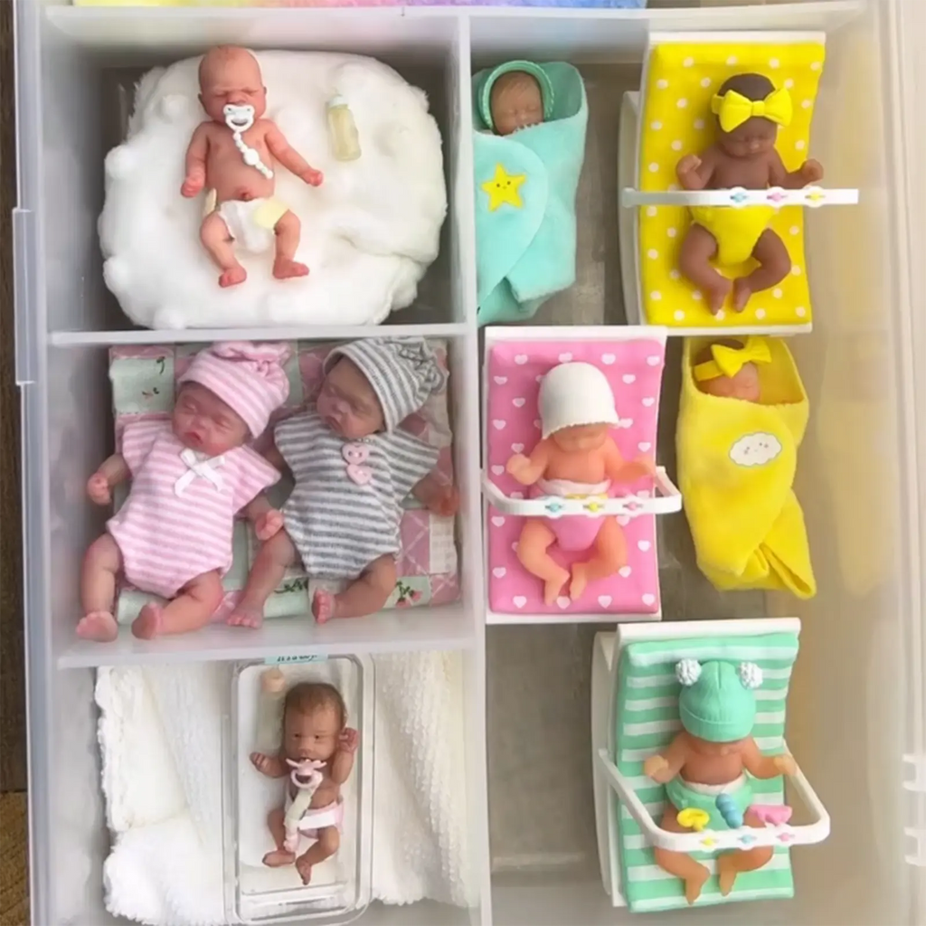 Newborn Sleeping 3 Inches Flexible Solid Platinum Liquid Full Silicone Mini Reborn Doll Baby Girl