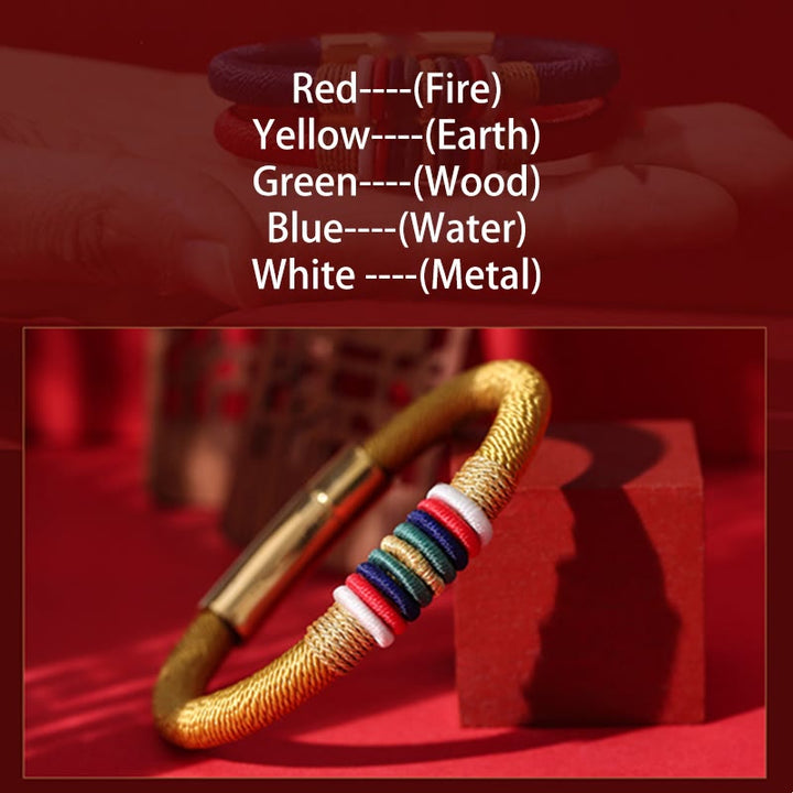 BWOOOH Tibetan Handmade Colorful King Kong Knot Five Elements Luck Braid String Bracele | spiritual healing bracelet