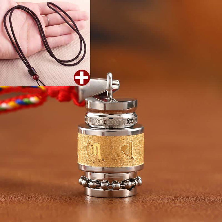 BWOOOH Tibet Om Mani Padme Hum Shurangama Mantra Titanium Steel Wisdom Amulet Necklace Pendant