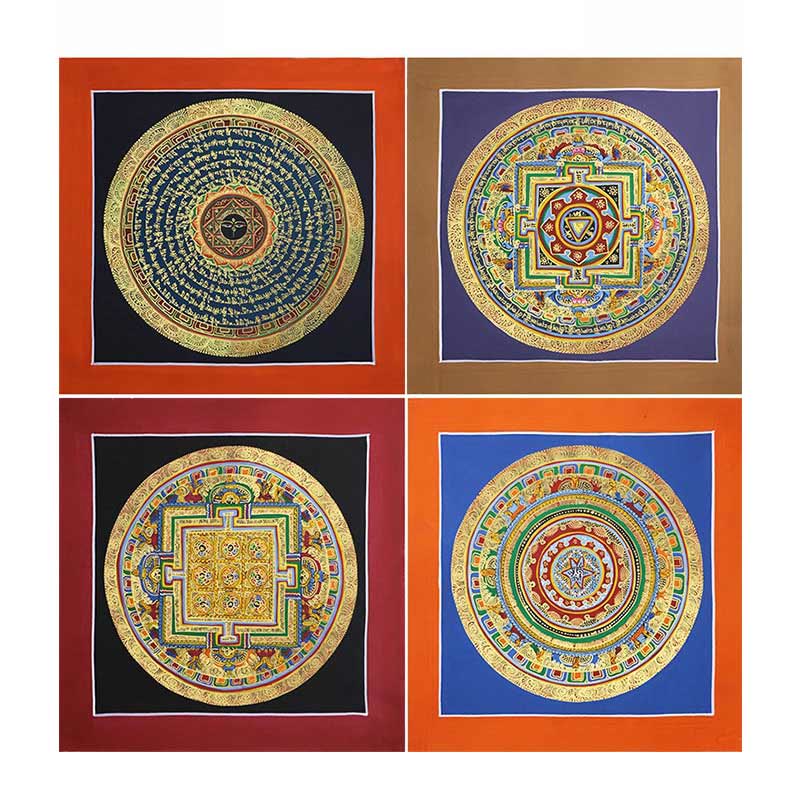 BWOOOH Tibetan Handmade Thangka Painting Spiritual Blessing Blind Box Random Color Pattern | natural stone Tibetan bracelet