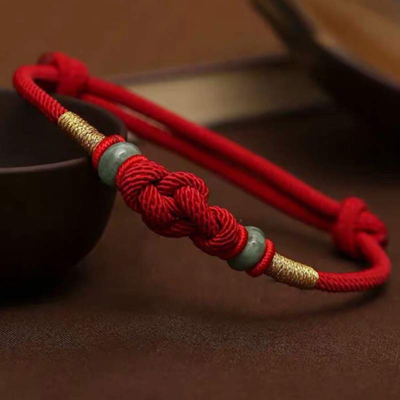BWOOOH Red String Jade Luck Fortune Knot Braided Couple Bracelet