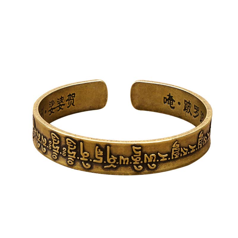 BWOOOH Tibetan Mahāpratisarā Mantra Sanskrit Copper Brass Healing Bracelet Bangle