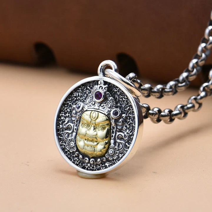 BWOOOH 925 Sterling Silver Zakiram Goddess of Wealth Dorje Vajra Spiritual Necklace Pendant