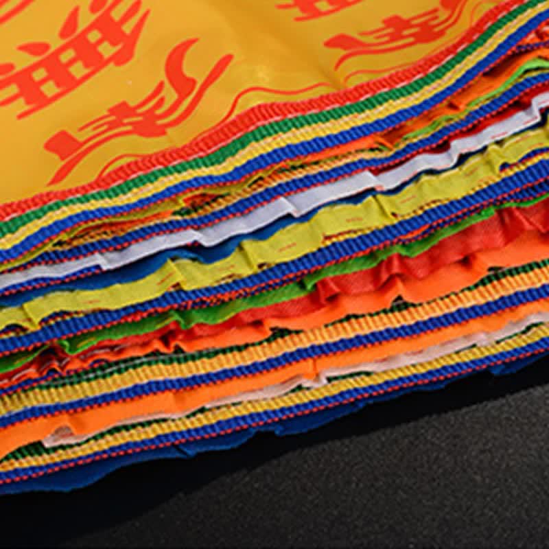 Buddha Stones Tibetan 7 Colors Windhorse Letter Auspicious Lotus Outdoor 21 Pcs Prayer Flag