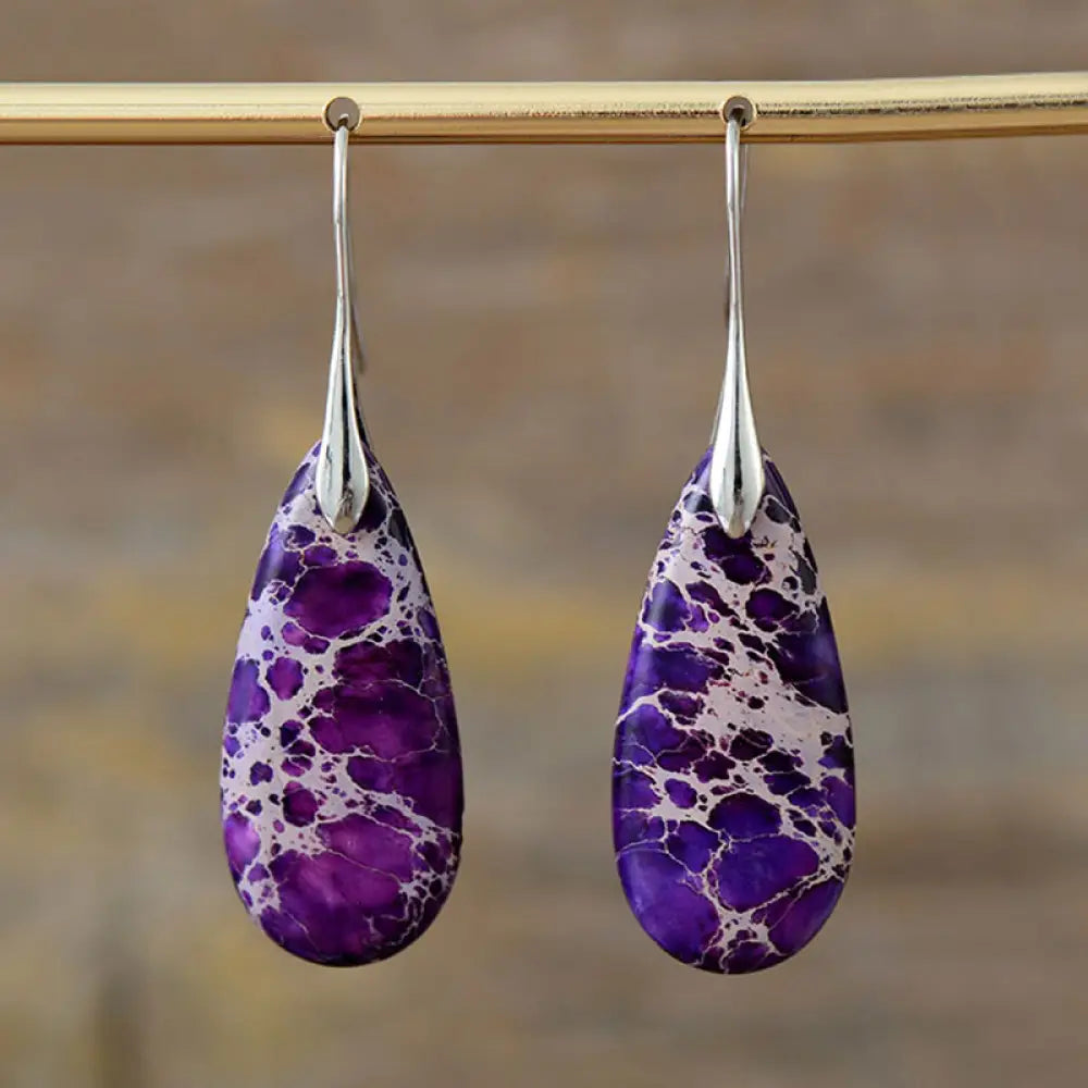 Emperor Stone Healing Crystal Earrings - Purple Emperor Stone - Earrings