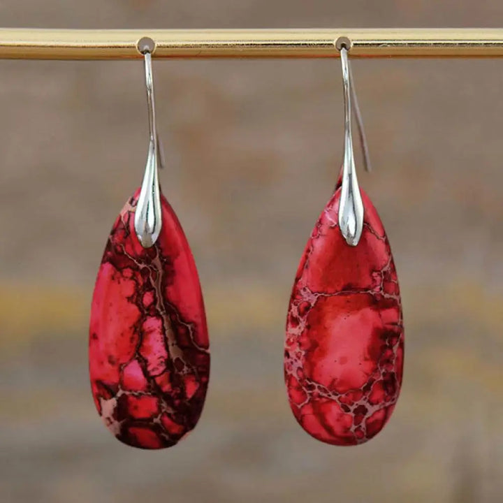 Emperor Stone Healing Crystal Earrings - Red Emperor Stone - Earrings
