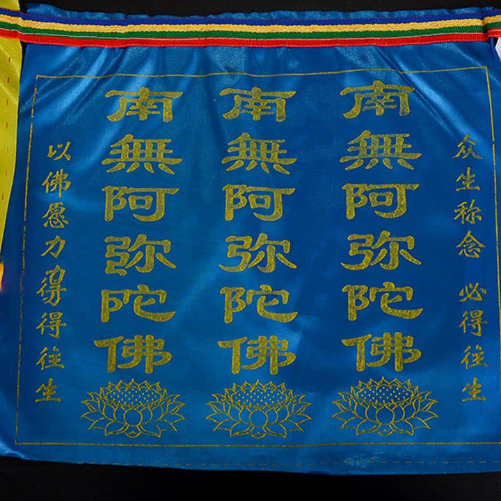 Buddha Stones Tibetan 7 Colors Windhorse Letter Auspicious Lotus Outdoor 21 Pcs Prayer Flag