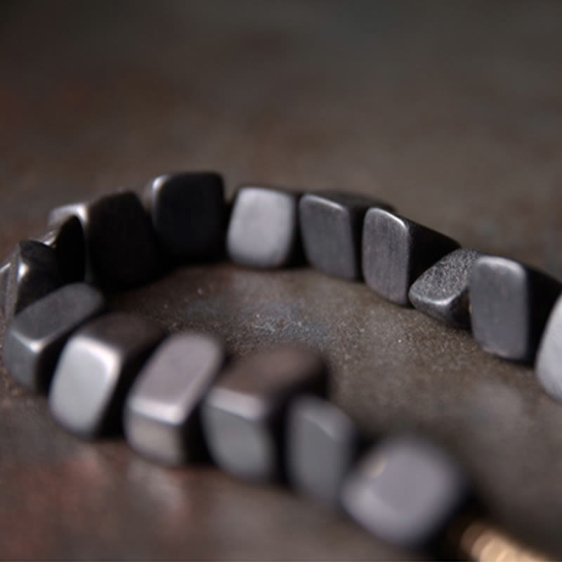 BWOOOH Tibetan Ebony Wood Copper Peace Double Wrap Bracelet