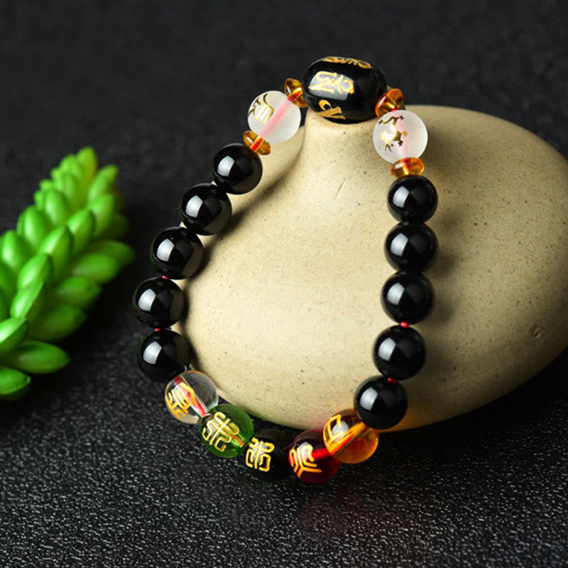 BWOOOH Tibetan Black Onyx Luck Bracelet | natural stone spiritual bracelet for healing and mindful living