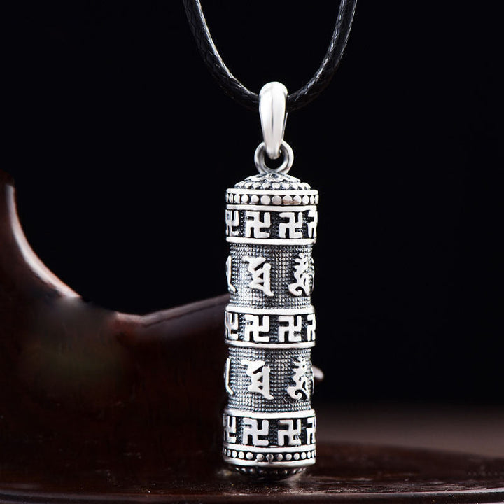 BWOOOH Tibetan Om Mani Padme Hum Buddha Swastika Luck Necklace Pendant - Buddhist amulet