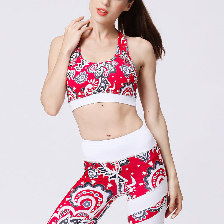 BWOOOH lotus print yoga leggings - 2Pcs Sunflower Flowers Leaves Print Top 