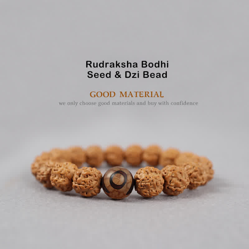BWOOOH Tibet Rudraksha Bodhi Seed Dzi Bead Amber Turquoise Wealth Bracelet – Turquoise and Rudraksha Tibetan bracelet for healing and spiritual wellness