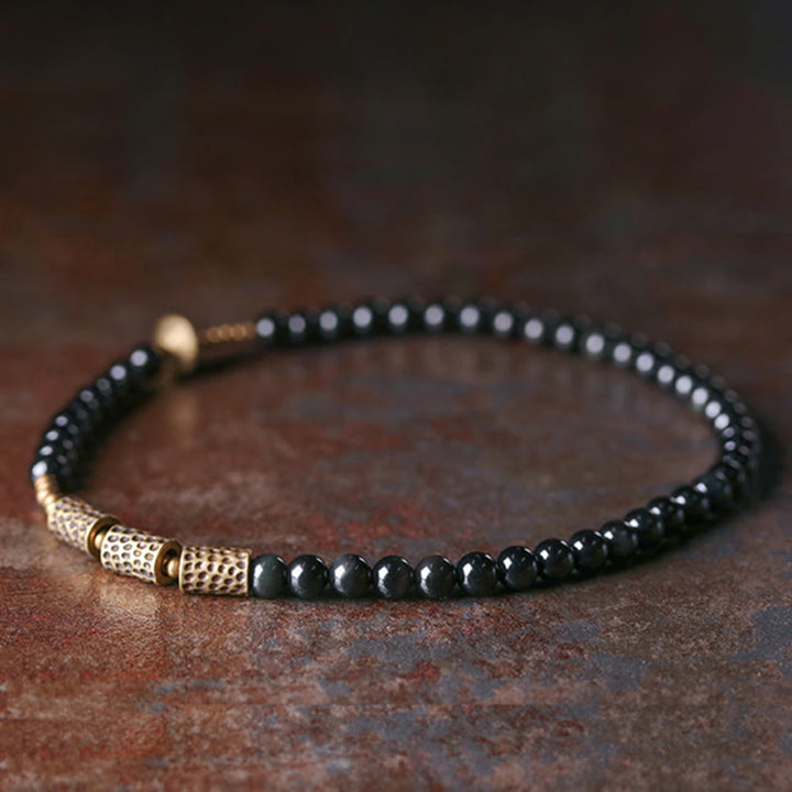 BWOOOH Rainbow Obsidian Copper Love Double Wrap Bracelet