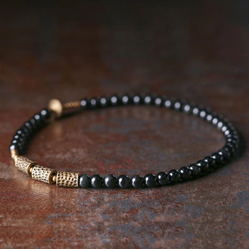 BWOOOH Rainbow Obsidian Copper Love Double Wrap Bracelet