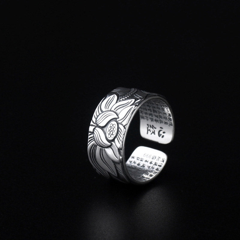 BWOOOH Tibetan Lotus White Copper Enlightenment Ring