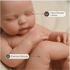 Luna Mae 12-inch All-Silicone Rebirth Sleeping Doll - Super Soft Washable Realistic Baby Toy