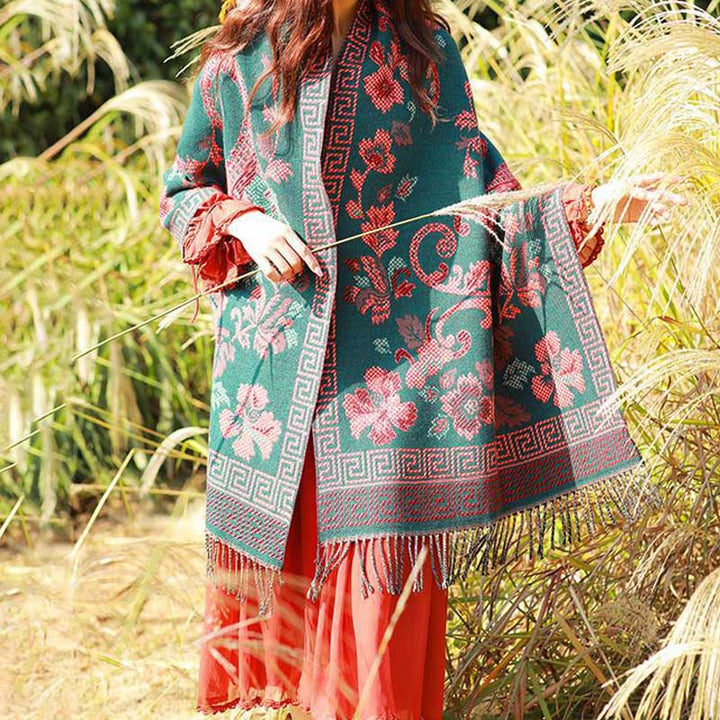 BWOOOH Tibetan Flowers Leaves Pattern Design Shawl Cozy T