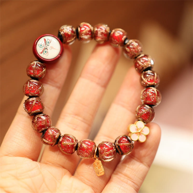 BWOOOH Tibetan Gold Swallowing Beast Family Five God Of Wealth Thangka Fortune Bead Bracelet