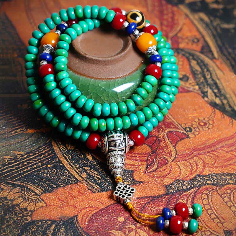 BWOOOH 108 Mala Beads Tibetan Turquoise Dzi Bead Protection Bracelet