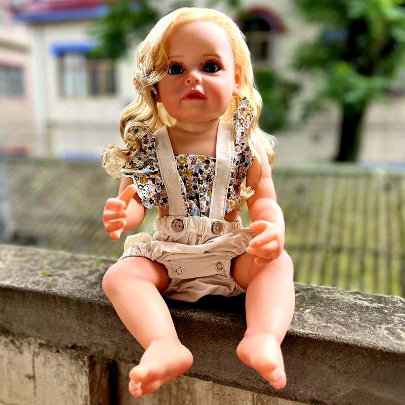 22-inch All-Silicone Realistic Rebirth Doll - Blonde Luna Style, Full Body Soft Silicone, Movable and Water-Suitable, Realistic and Cute Companion Doll