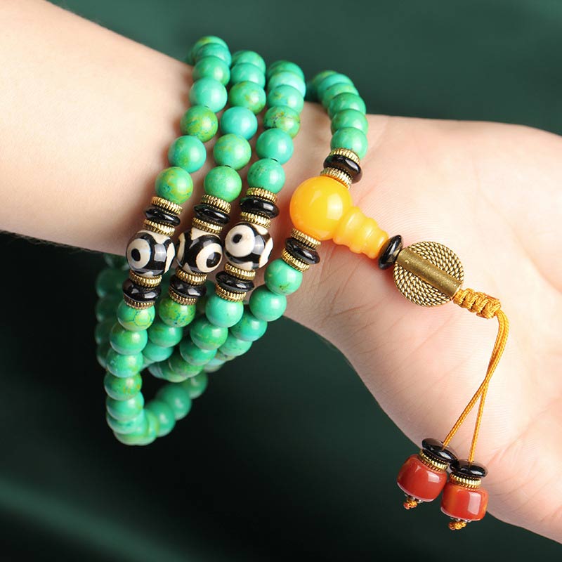 BWOOOH Tibetan Turquoise Mala Balance Necklace Bracelet