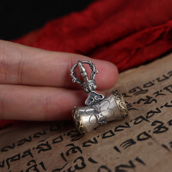 BWOOOH Tibet 925 Sterling Silver Om Mani Padme Hum Dorje Bell Vajra Engraved Enlightenm | Sterling Silver