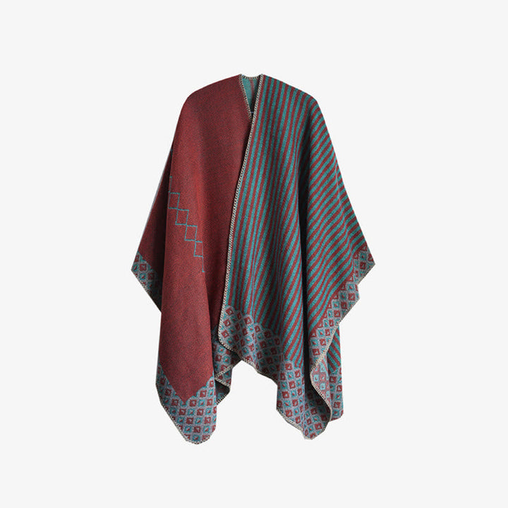 BWOOOH Tibetan Shawl Striped Diamond Pattern Winter Warm 