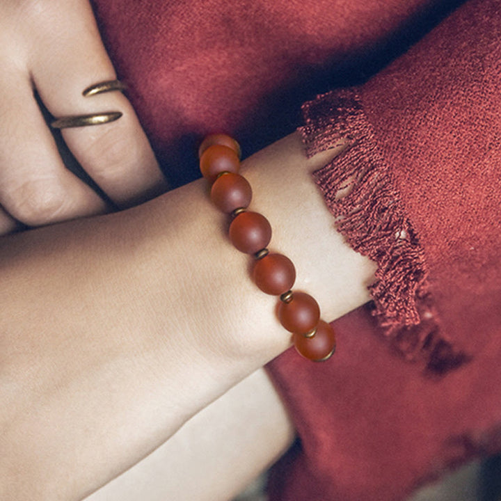 BWOOOH Tibetan Red Agate Green Agate Copper Confidence Fortune Bracelet
