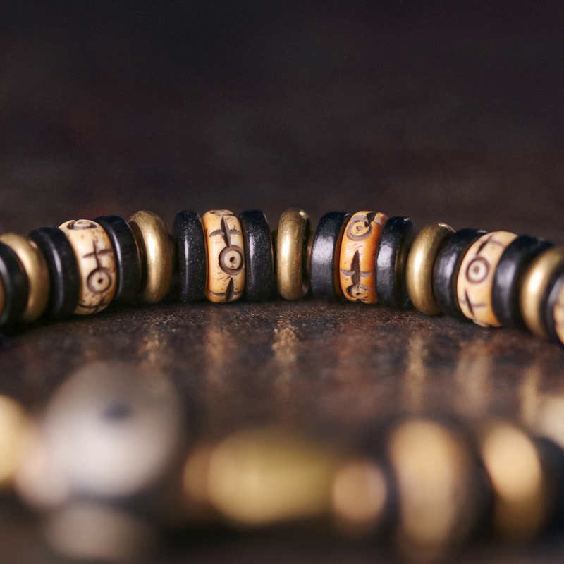 BWOOOH Tibetan Bone Beads Ebony Wood Strength Bracelet | natural stone spiritual bracelet for healing and mindful living