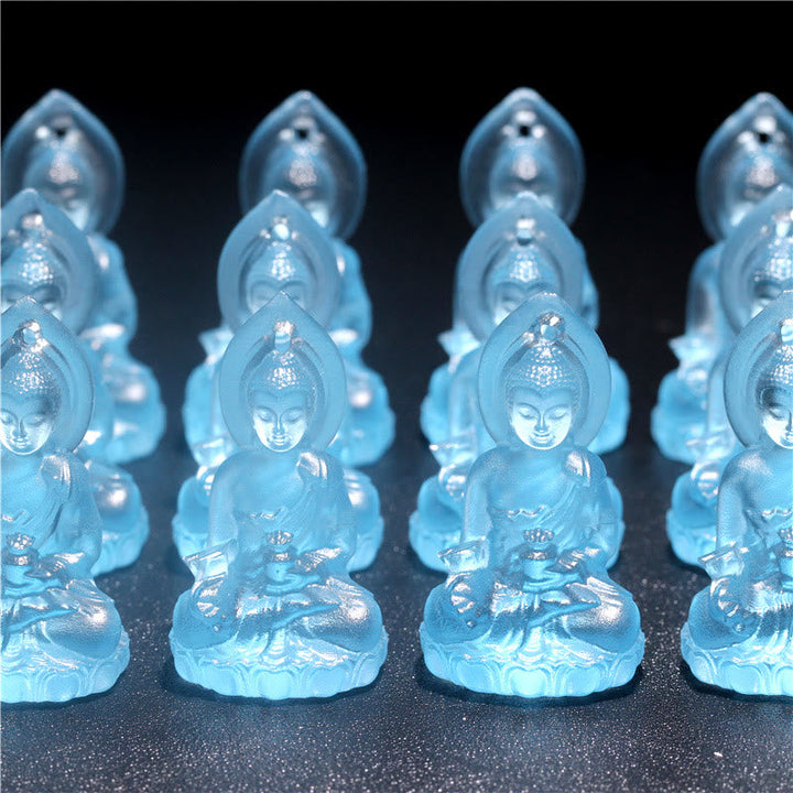 BWOOOH Blue Tathagata Buddha Medicine Buddha Liuli Crystal Serenity Amulet Necklace