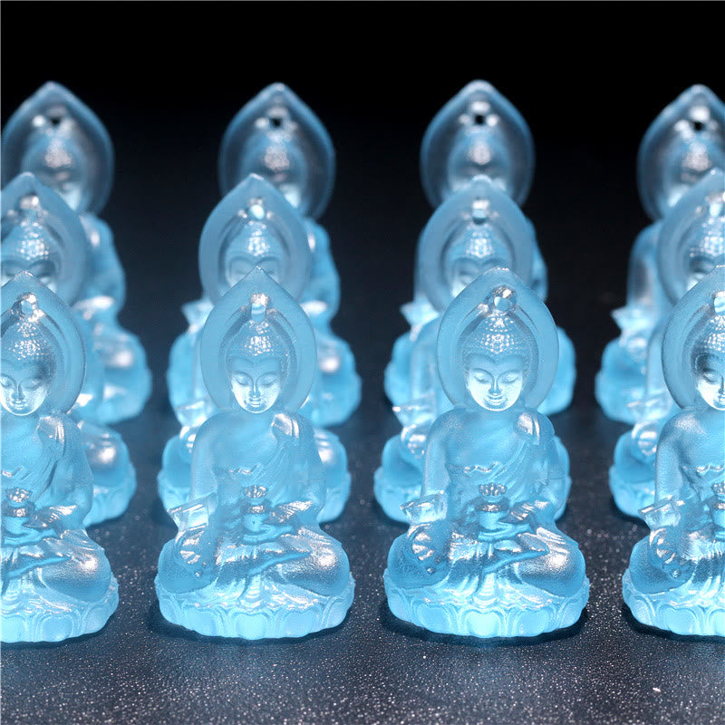 BWOOOH Blue Tathagata Buddha Medicine Buddha Liuli Crystal Serenity Amulet Necklace
