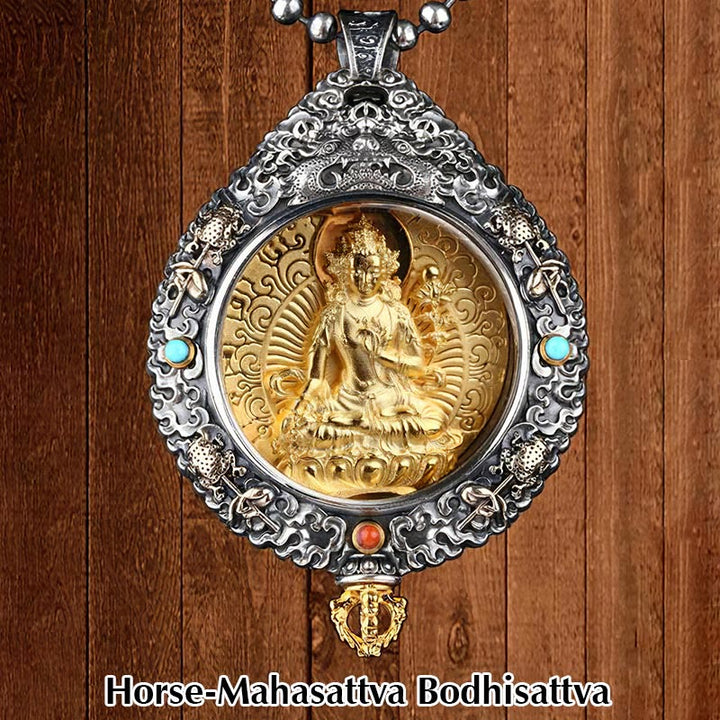 BWOOOH Chinese Zodiac Natal Buddha Thangka Nine Palaces Eight Diagrams Wealth Rotatable Necklace Pendant