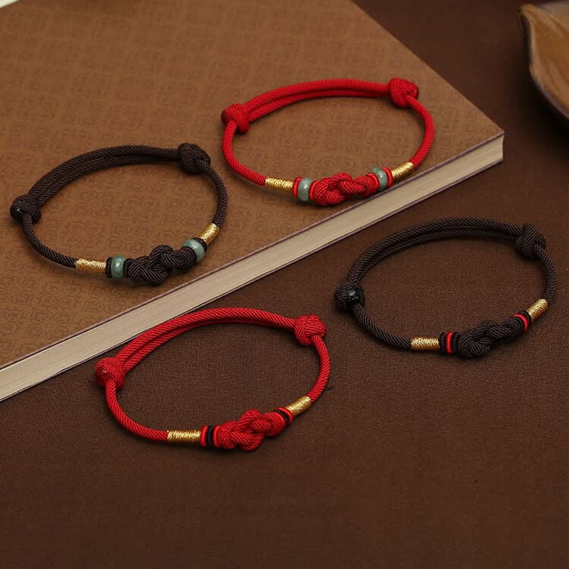 BWOOOH Red String Jade Luck Fortune Knot Braided Couple Bracelet