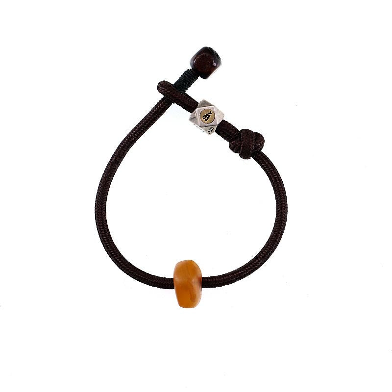 BWOOOH 925 Sterling Silver Chinese Zodiac Natal Buddha Natural Amber Clear Anxiety Bracelet