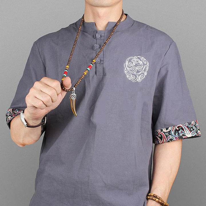 BWOOOH Wenge Wood Turquoise Stone Horn Style Protection Meditation Necklace Pendant