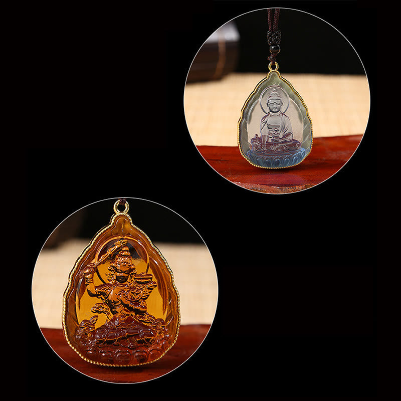 BWOOOH Tibetan Buddha Liuli Crystal Serenity Necklace Pendant