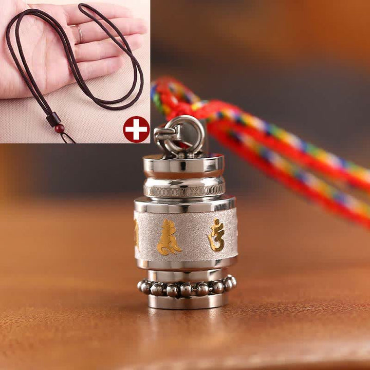 BWOOOH Tibet Om Mani Padme Hum Shurangama Mantra Titanium Steel Wisdom Amulet Necklace Pendant