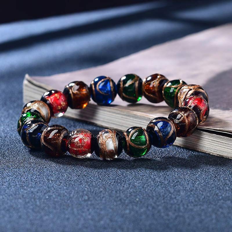 BWOOOH Colorful Liuli Glass Bead Luck Bracelet